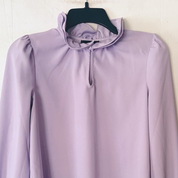 J. Crew Ruffle-neck Top in Lavender 365 Crepe Style #AW095 XXS - Picture 2 of 13
